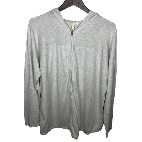 Pure Jill Cashmere Blend Zip Cardigan Hood Sweater